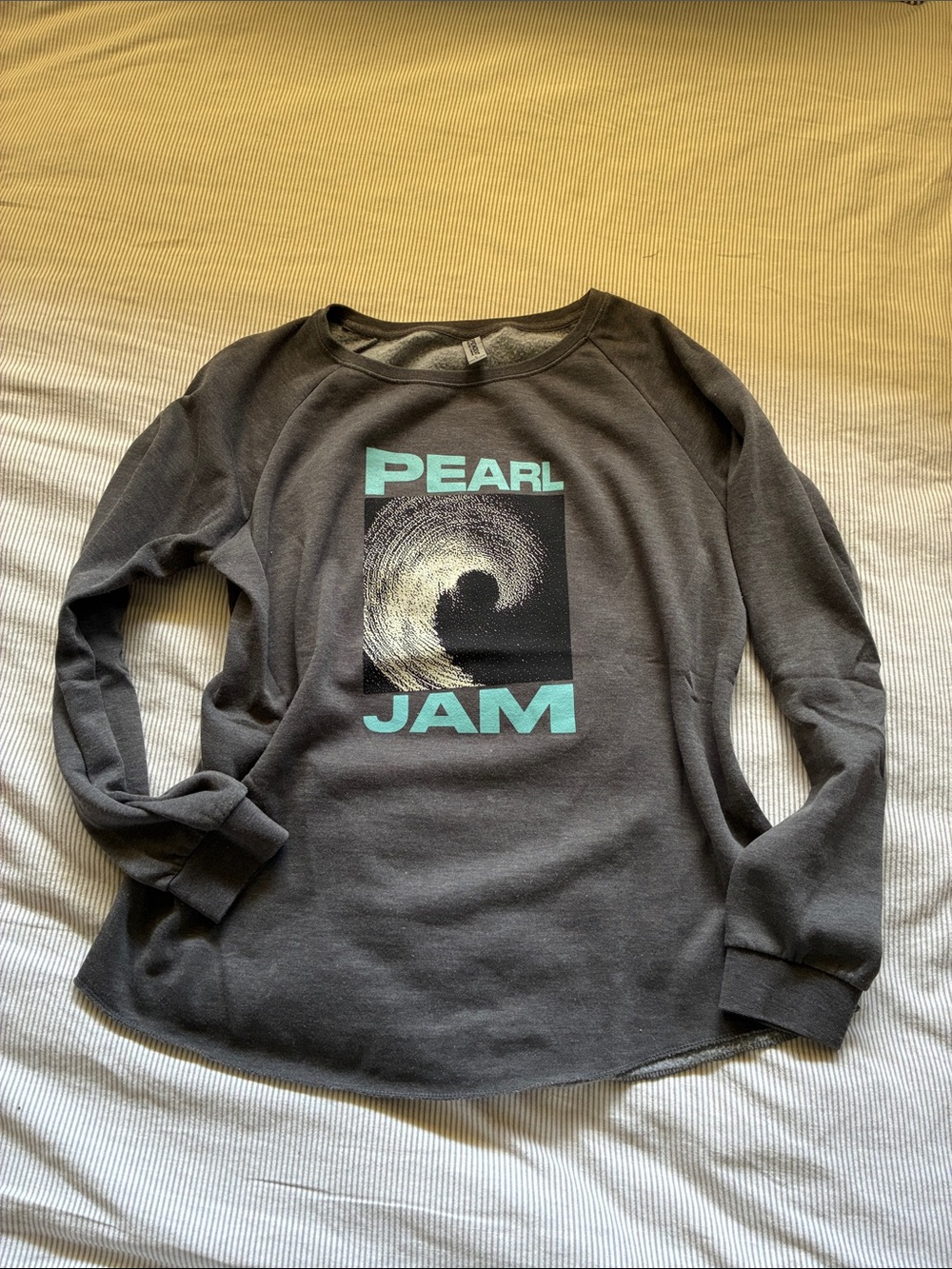 Pearl Jam Black Graphic Long Sleeve Tee - Turquoise Logo